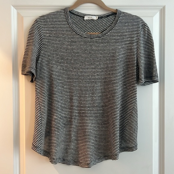 A.L.C. Striped Tesi Split-Back Linen Tee Size - XS - Picture 2 of 8